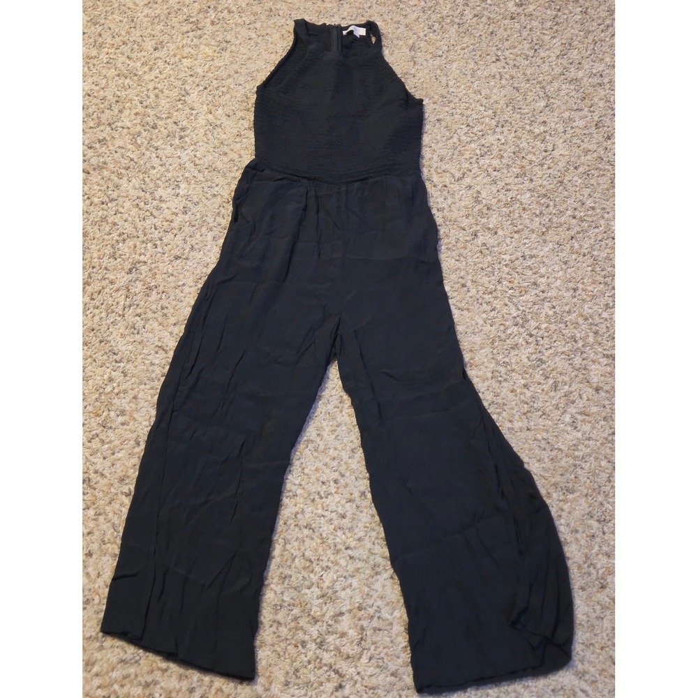 Loft‎ Wide Leg Halter Top Jumpsuit Women's Size 6 Black Spandex Blend